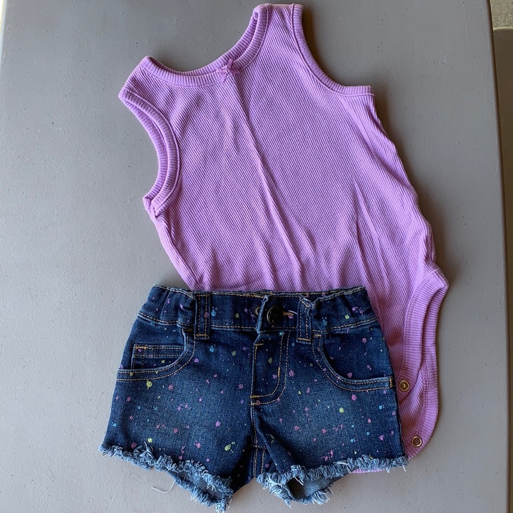 Tank top and Jean shorts set. 12m. Excellent condition.